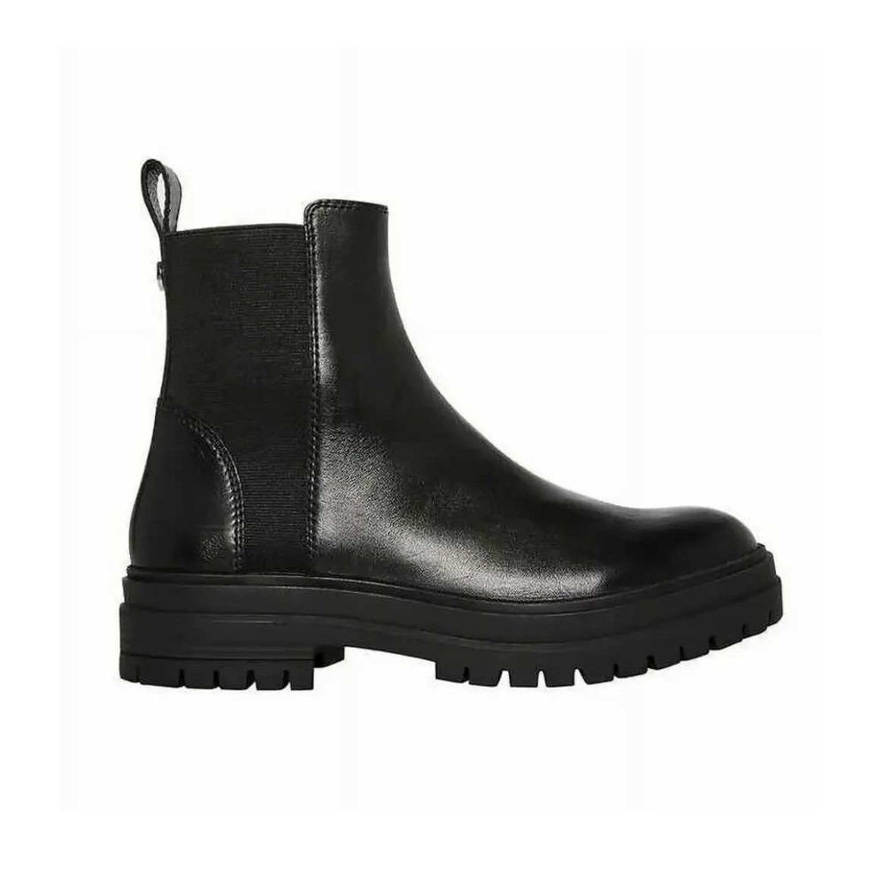 Steve Madden Womens Handout Black Leather Lug Sole Chelsea Ankle Boots Size 9